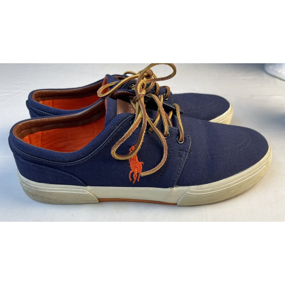 Men's Polo By Ralph Lauren Navy Canvas Faxon Low Sneakers - Size-11.5D